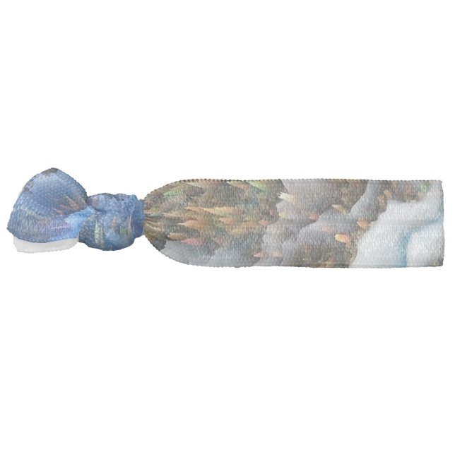 Blue Gold Abstract 3d effect Elastic Hair Tie (Left)
