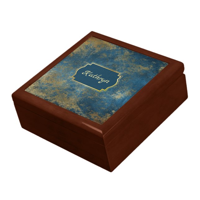 Blue Gold Abstract Glamour Gift Box (Side)