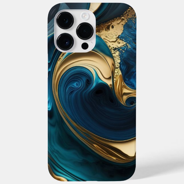 BLUE & GOLD ABSTRACT LIQUID LOOK SWIRLS Case-Mate iPhone CASE (Back)