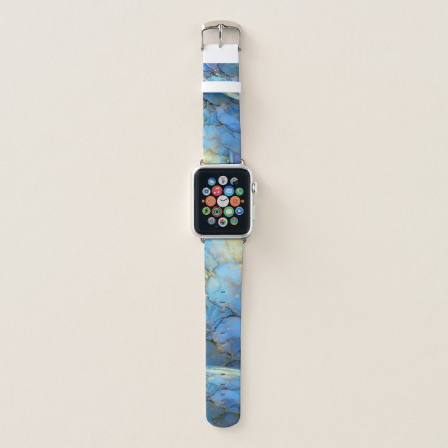 blue gold abstract scifi orb earth apple watch band (Front)