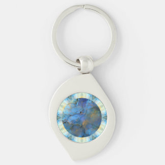 blue gold abstract scifi orb earth keychain