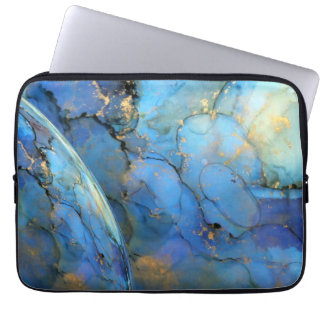 blue gold abstract scifi orb earth laptop sleeve