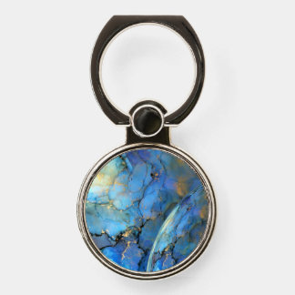 blue gold abstract scifi orb earth phone ring stand