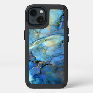 blue gold abstract scifi orb earth speck iPhone 13 case