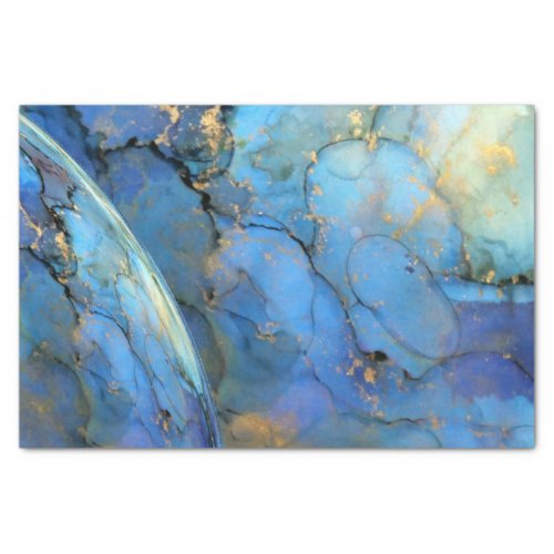 blue gold abstract scifi orb earth  tissue paper