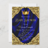 Blue Gold African American Prince Baby Shower Invitation (Back)