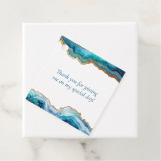 Blue Gold Agate Bat or Bar Mitzvah Favor Tags