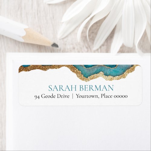 Blue Gold Agate Bat or Bar Mitzvah Return Address Label