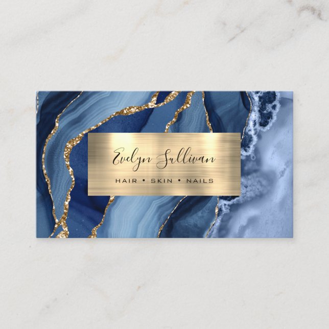 Blue Gold Agate Business Card (Front)