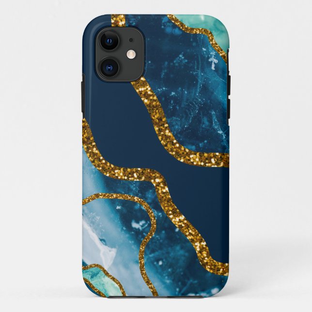 Blue & Gold Agate Geode Case-Mate iPhone Case (Back)