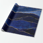 Blue & Gold Agate Modern Glam Minimal Wedding  Wrapping Paper<br><div class="desc">custom wrapping paper</div>