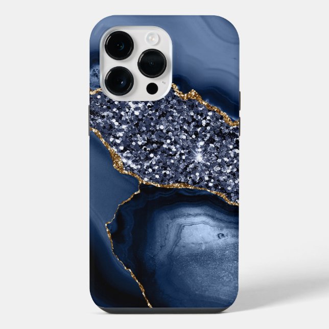 BLUE & GOLD AGATE PATTERN IPHONE CASE (Back)