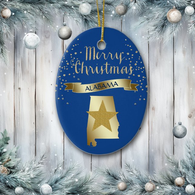 Blue Gold Alabama Star Ceramic Ornament (Creator Uploaded)