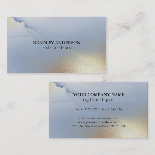  Blue Gold Alcohol Ink Business Card (Front/Back)