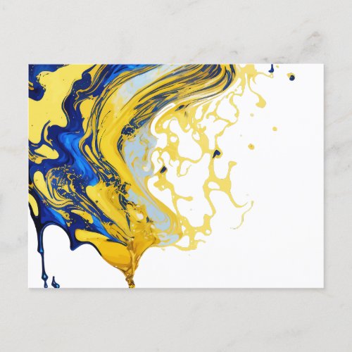 Blue Gold Alcohol Ink Smoke Splash  Postcard