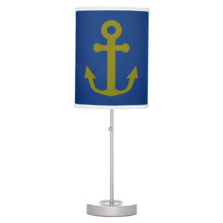 Blue & Gold Anchor Nautical Table Lamp