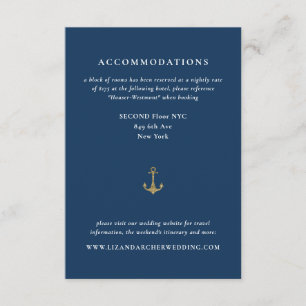 Blue Gold Anchor Nautical Wedding Hotel Enclosure Card
