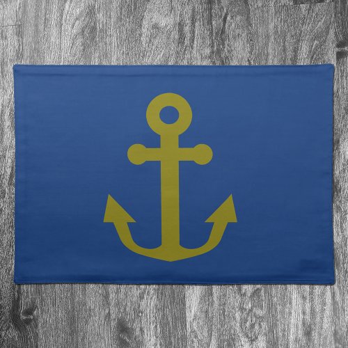Blue  Gold Anchors Nautical Cloth Placemat