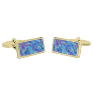 Blue, Gold and Purple Marble Pattern Cufflinks