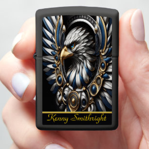 Blue Gold And Silver Eagle Zippo Lighter