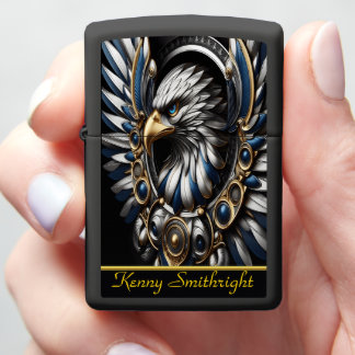 Blue Gold And Silver Eagle Zippo Lighter