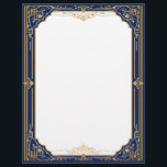 Blue Gold and White Art Deco Letterhead<br><div class="desc">A beautiful gold art deco frame on a midnight blue background makes an elegant letterhead paper.  Perfect for correspondence,  flyers,  and invitations.</div>