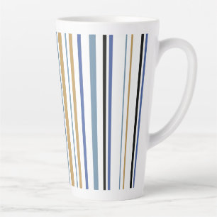 Blue Gold and White Beach Color Stripes Coffee Mug