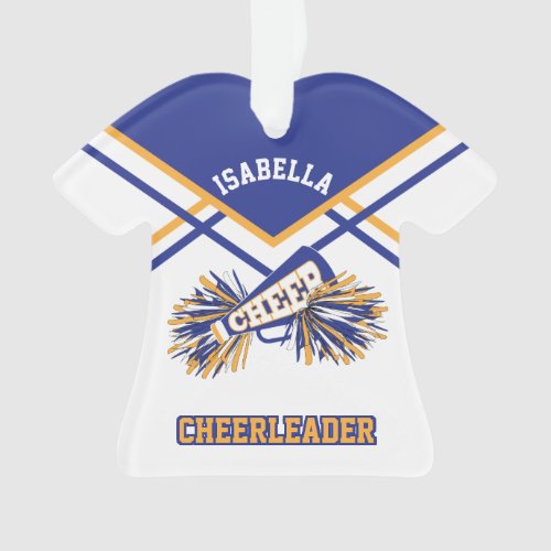 Blue Gold and White Cheerleader Ornament