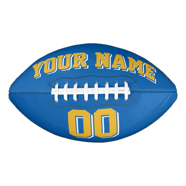 BLUE GOLD AND WHITE Custom Football (Front)