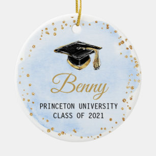 Blue Gold and White Graduation Ornament For Him