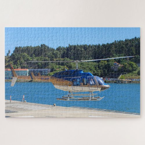 Blue gold and white helicopter Portugal Jigsaw Puzzle