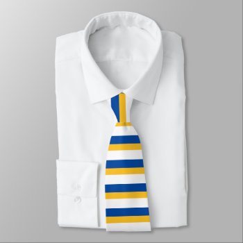 Blue Gold And White Horizontally-striped Tie by theultimatefanzone at Zazzle