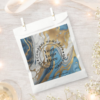 Blue gold and white marble favor bag