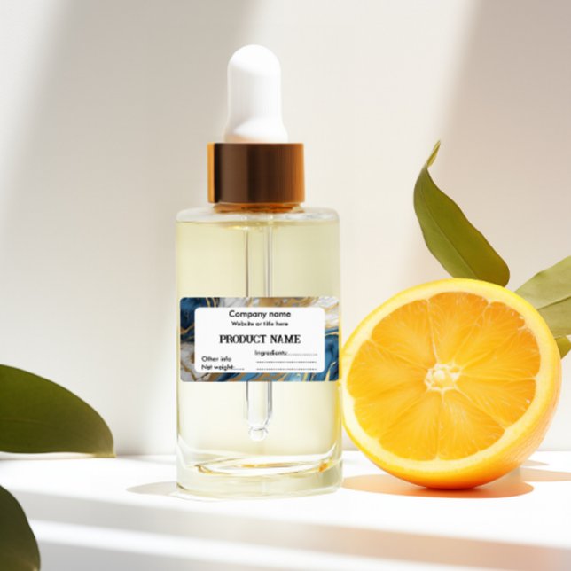 Blue gold and white marble label (Creator Uploaded)