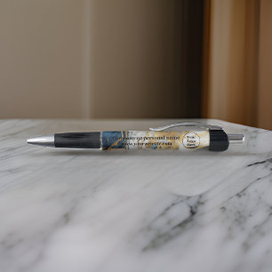 Blue gold and white marble pen