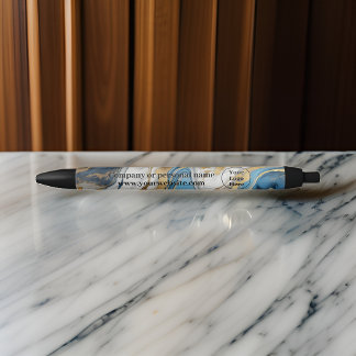 Blue gold and white marble pen