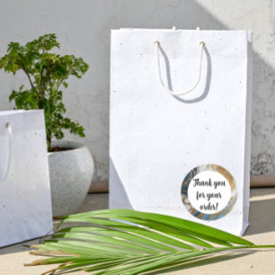 Blue gold and white marble Thank You Classic Round Sticker