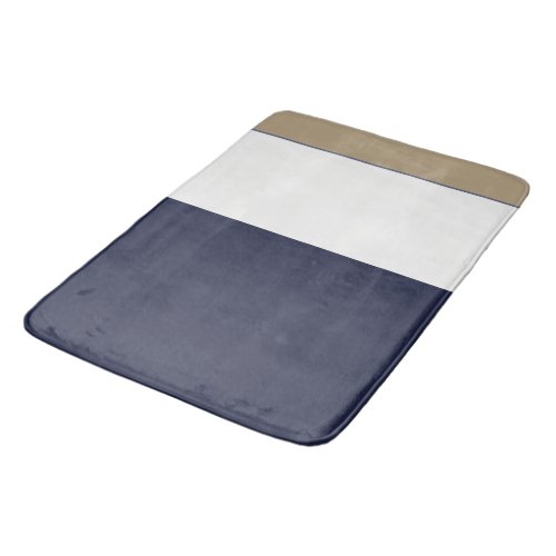 Blue Gold and White Stripes Bath Mat