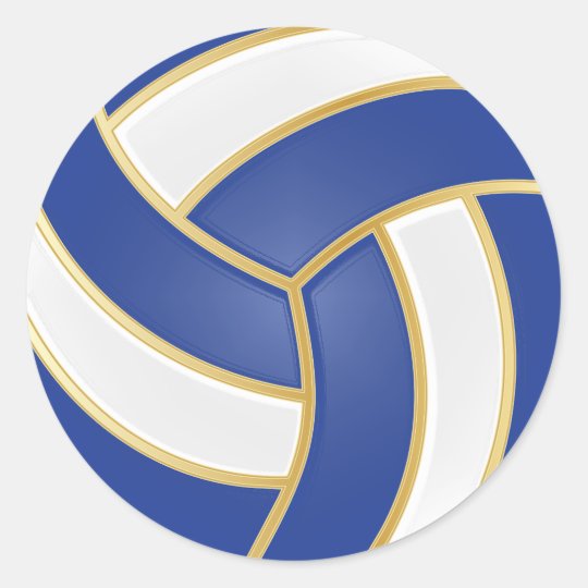 Blue, Gold and White Volleyball Classic Round Sticker | Zazzle.com