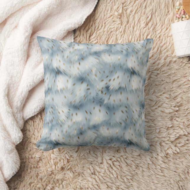 Blue Gold Animal print Throw Pillow (Blanket)