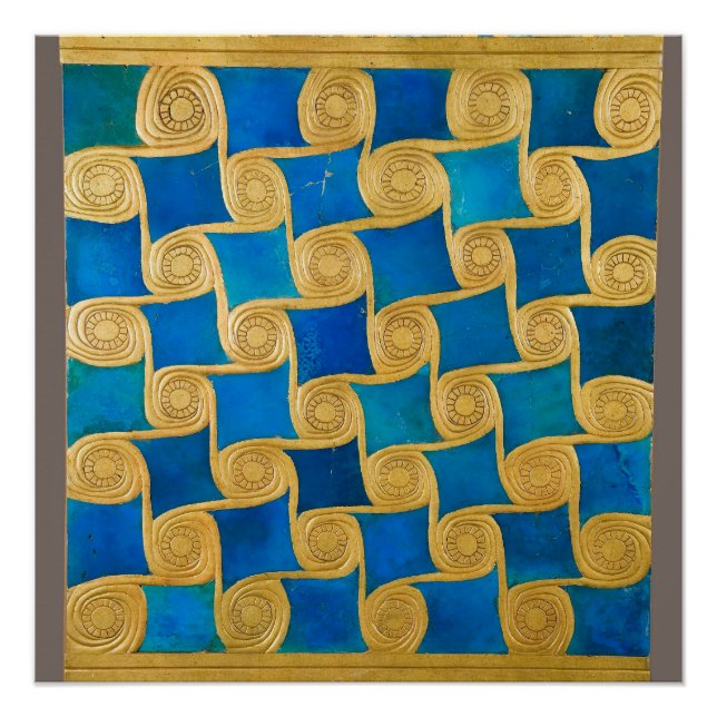 Blue & Gold Antique Egypt Geometric Glossy Poster (Front)