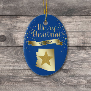 Blue Gold Arizona Star Ceramic Ornament