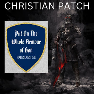 Blue Gold Armor of God Shield Patch