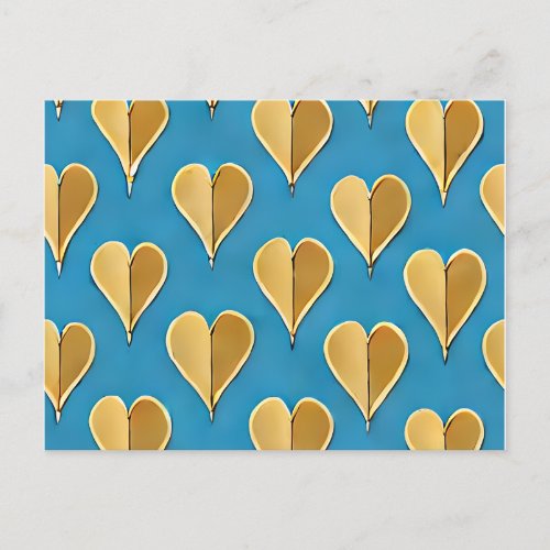 Blue  Gold Art Deco Heart Card