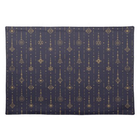 Blue & Gold Art Deco Pattern Cloth Placemat