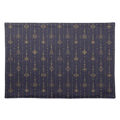 Blue  Gold Art Deco Pattern Cloth Placemat