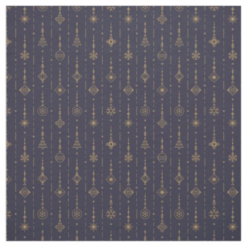 Blue  Gold Art Deco Pattern Fabric