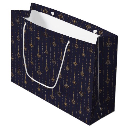 Blue  Gold Art Deco Pattern Large Gift Bag