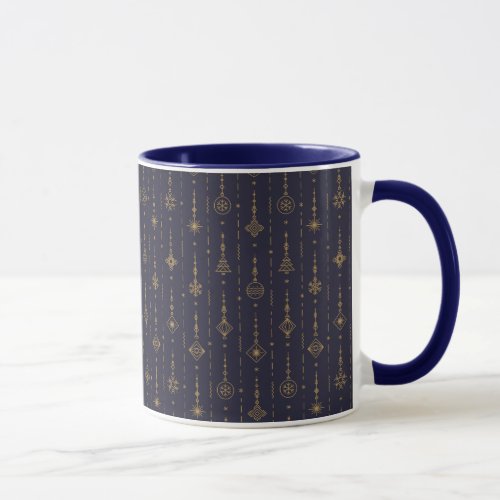 Blue  Gold Art Deco Pattern Mug