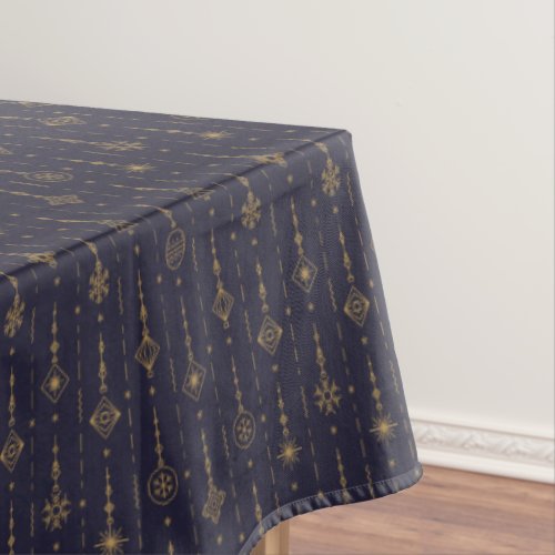 Blue  Gold Art Deco Pattern Tablecloth